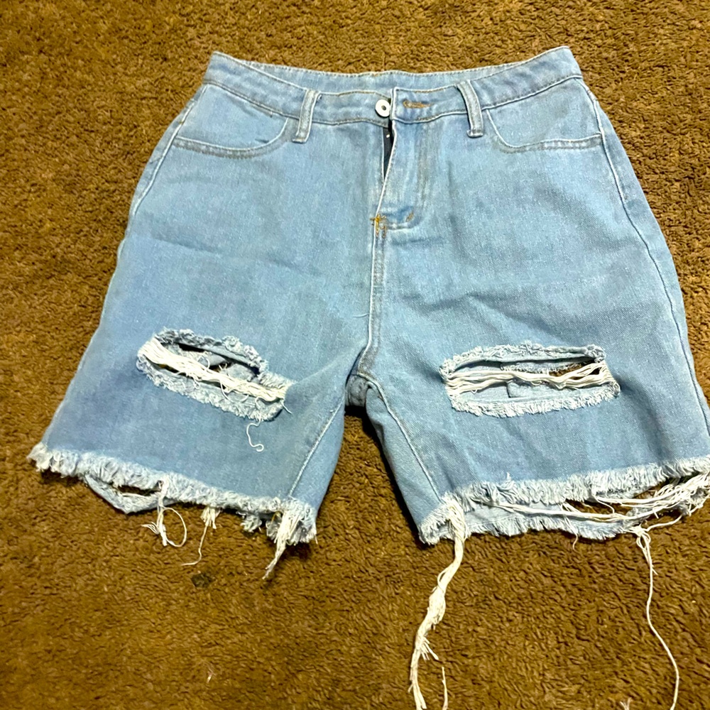 SHEIN distressed jean shorts